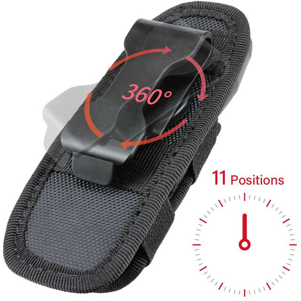 Tactical EDC Flashlight Holster with 360 Degree Rotatable Clip