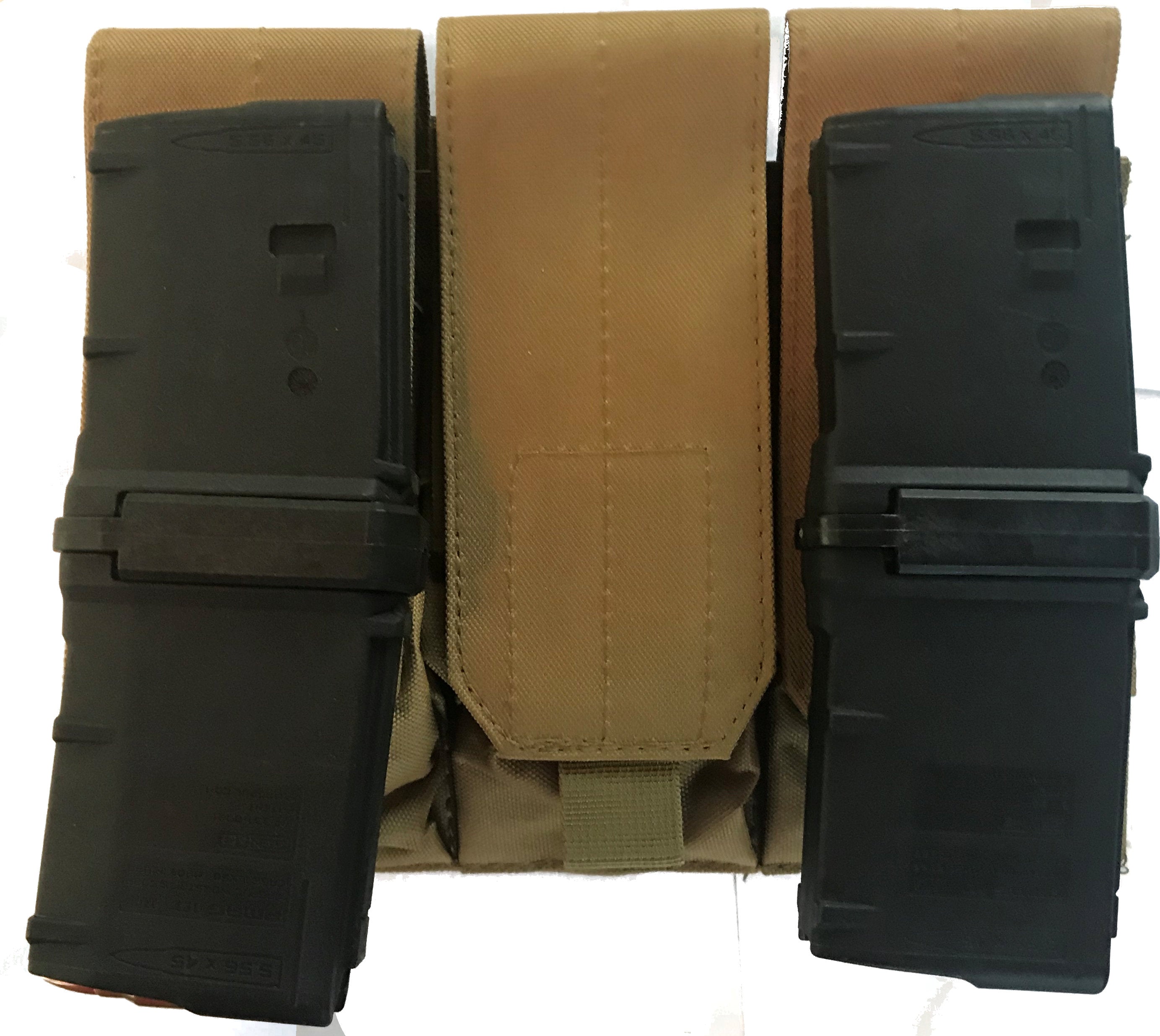 Triple Mag Pouch with Hook and Loop Flap - FOR - AR15 Mags with