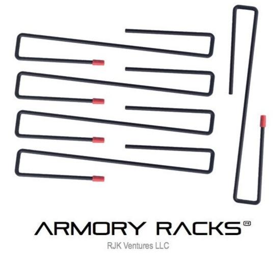 Armory Racks Shelf Hanger storing a handgun below a gun safe shelf