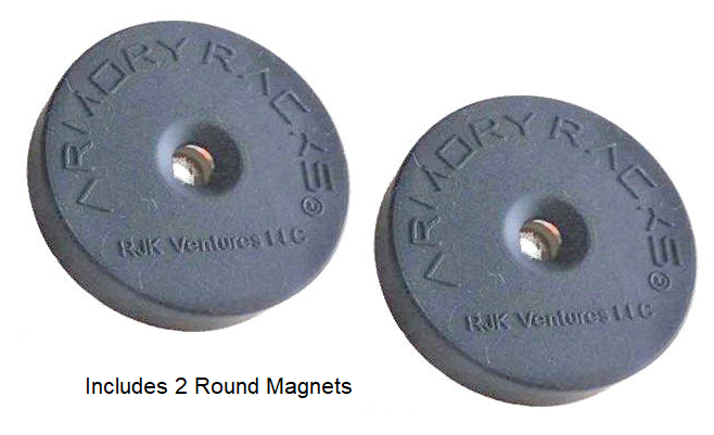 Armory Racks round magnetic hangers for magazines and small firearms